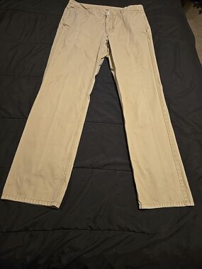 Bonobos Tan Chino Pants with Plaid Lining 34/36 Straight Fit